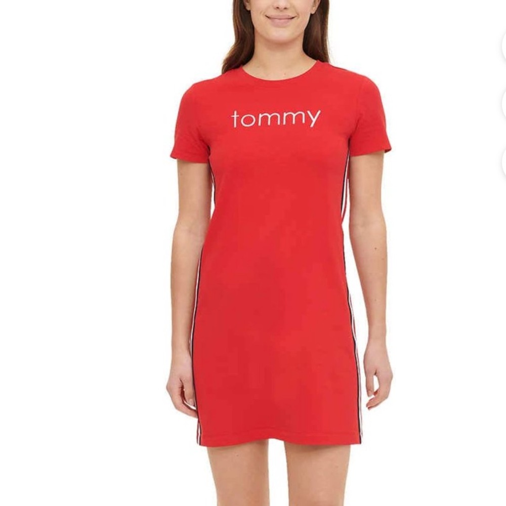 Tommy Hilfiger‎ Women’s Logo T-Shirt Dress – Size Large (Red)